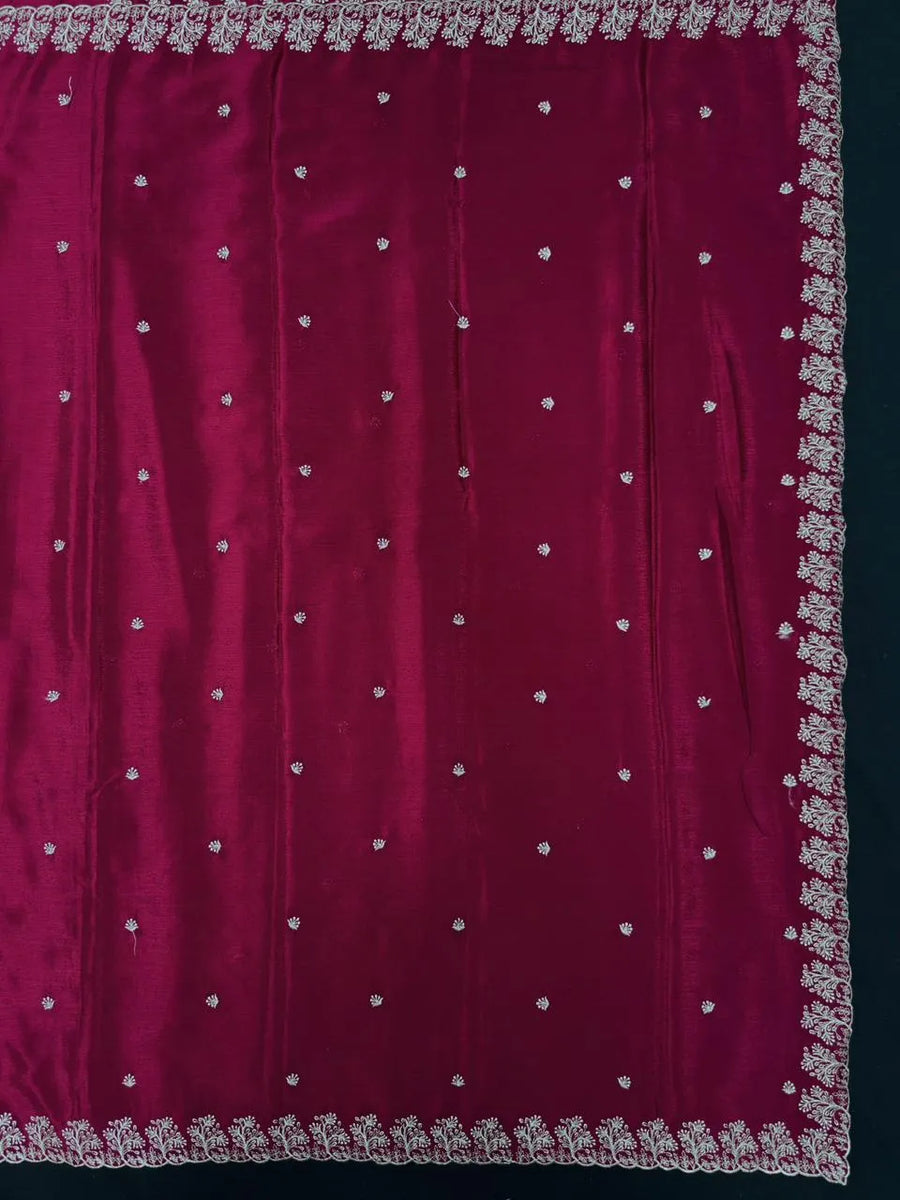 Soft Flowing Georgette Crush Saree for Elegant Look-Royal Rose