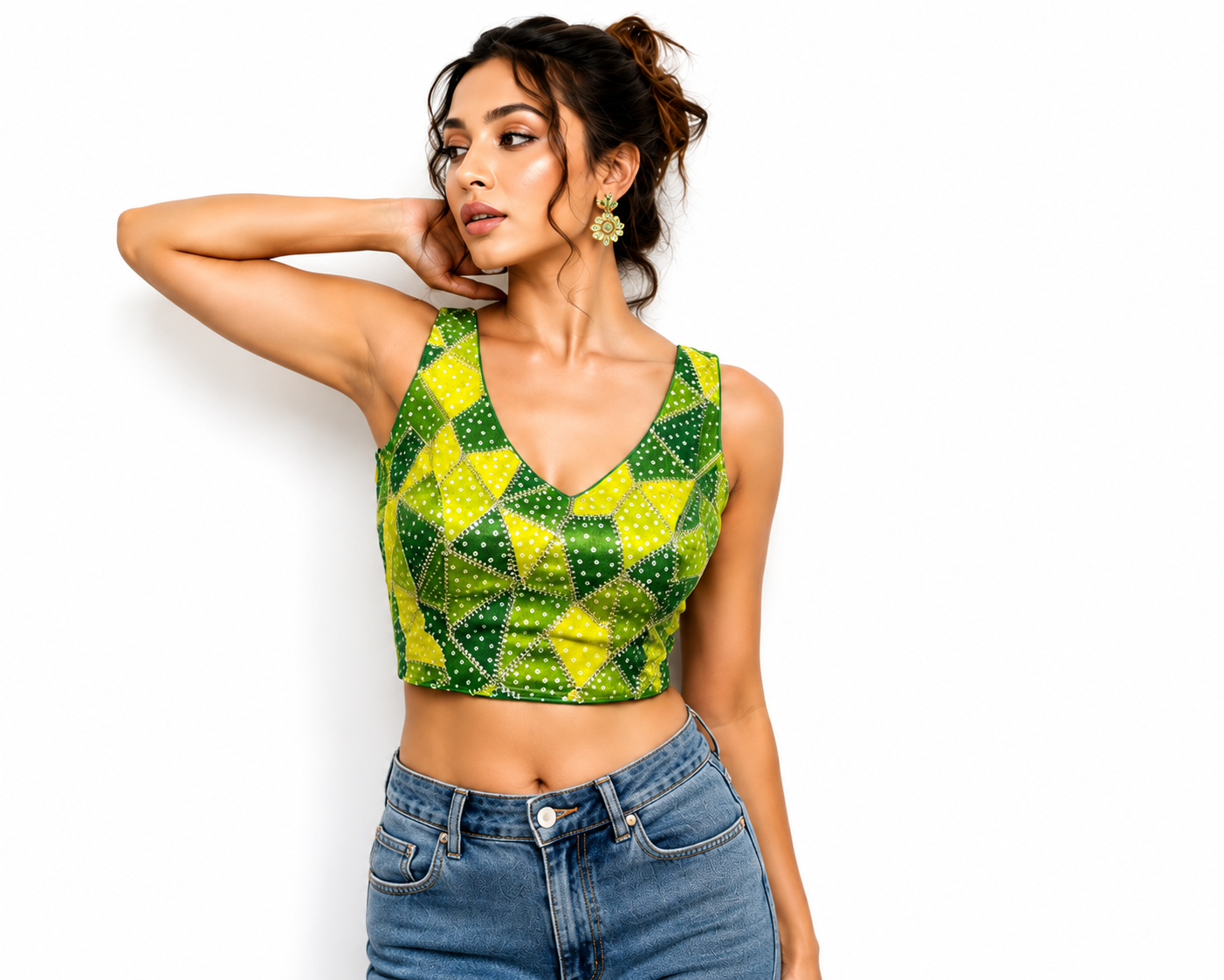 Rich Bandhani Silk Ethnic Unstitched Blouse Piece