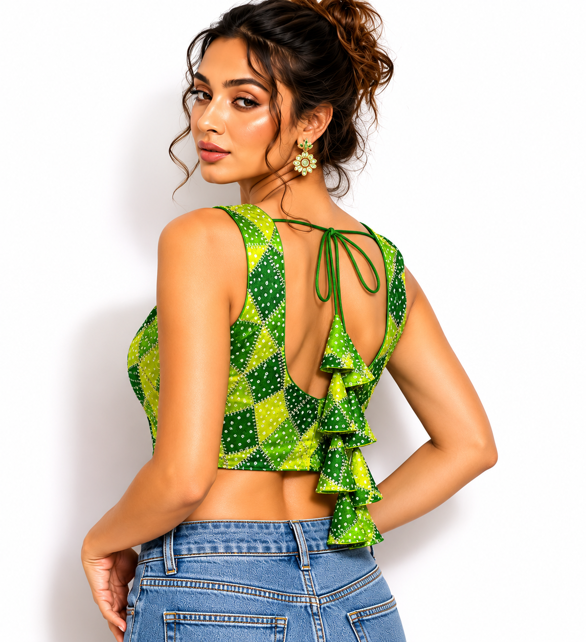 Rich Bandhani Silk Ethnic Unstitched Blouse Piece
