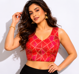 Rich Bandhani Silk Ethnic Unstitched Blouse Piece