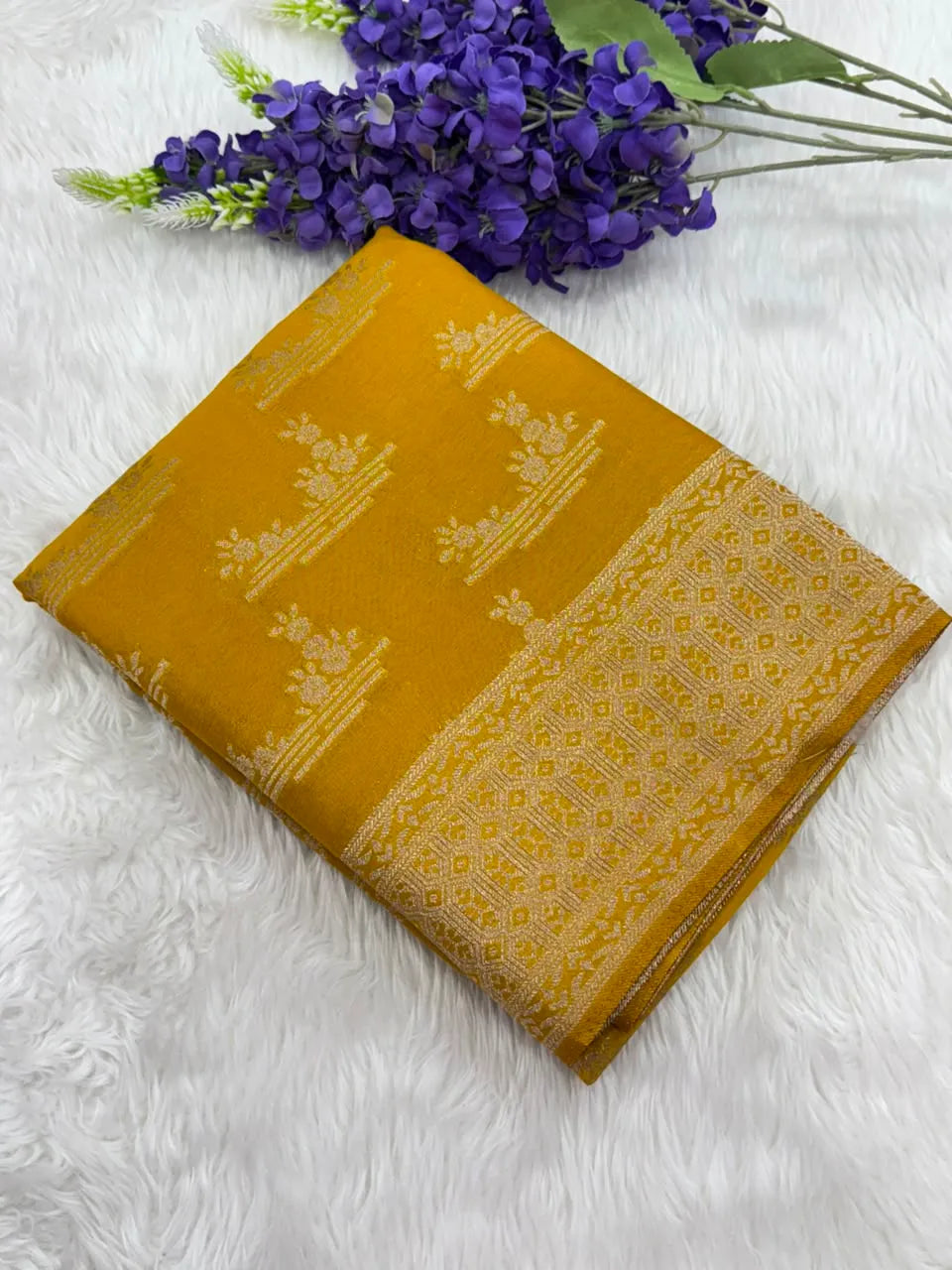 Elegant Semi Georgette Silk Saree with Rich Woven Border