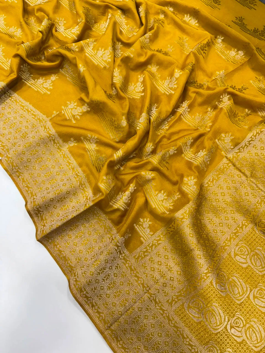 Elegant Semi Georgette Silk Saree with Rich Woven Border