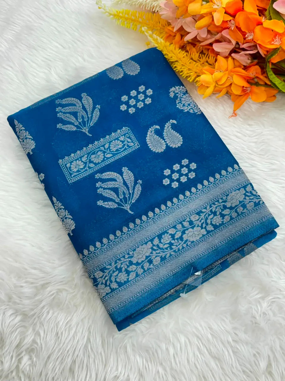 Elegant Semi Georgette Silk Saree with Rich Woven Border