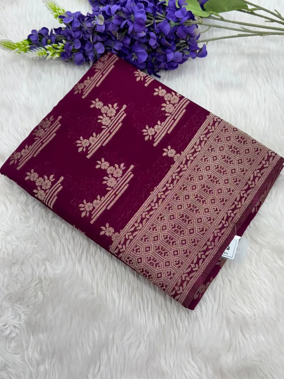 Elegant Semi Georgette Silk Saree with Rich Woven Border