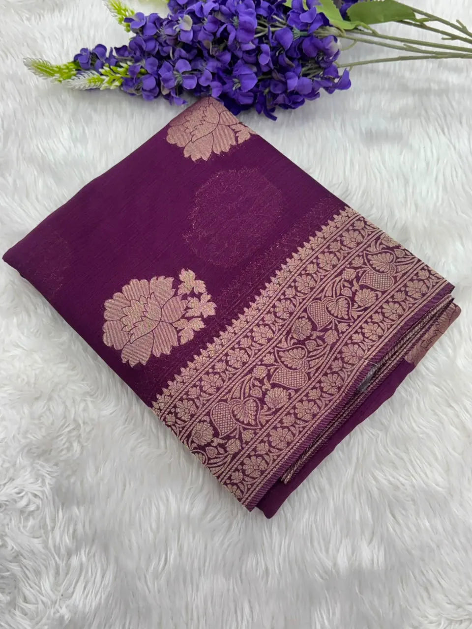 Elegant Semi Georgette Silk Saree with Rich Woven Border 
