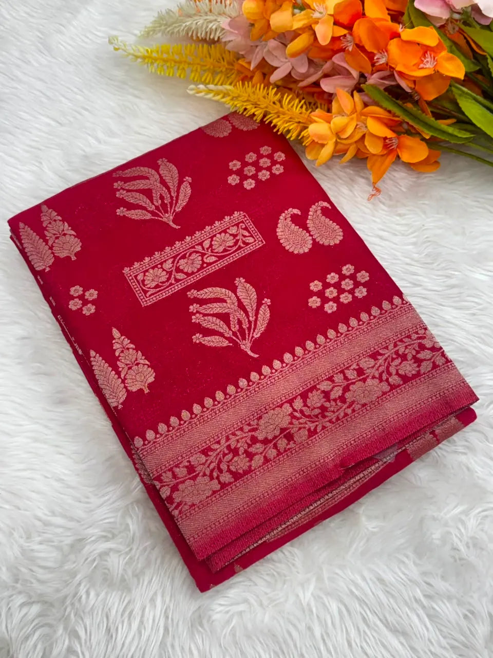 Elegant Semi Georgette Silk Saree with Rich Woven Border