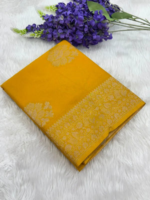 Elegant Semi Georgette Silk Saree with Rich Woven Border 