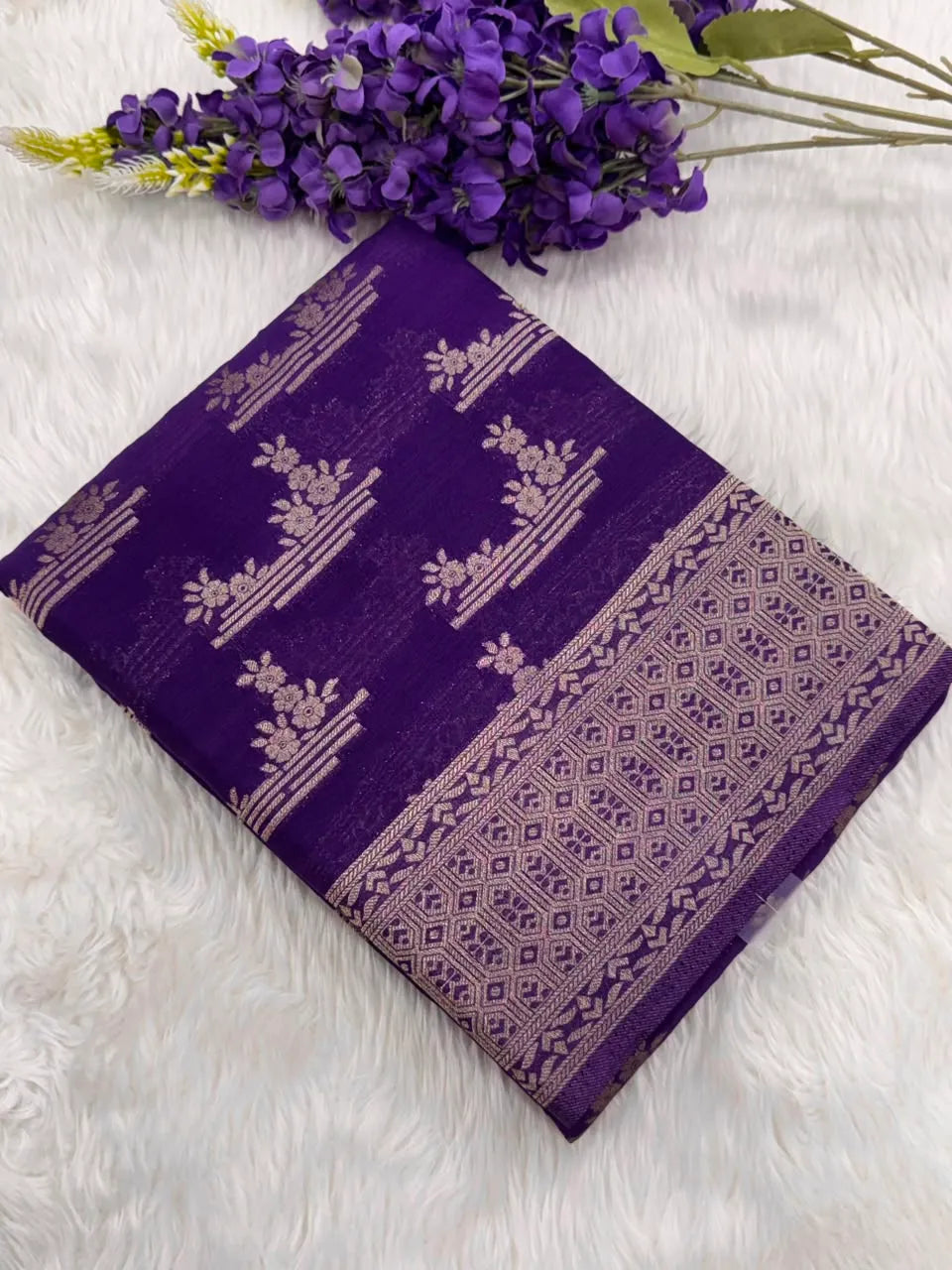 Elegant Semi Georgette Silk Saree with Rich Woven Border
