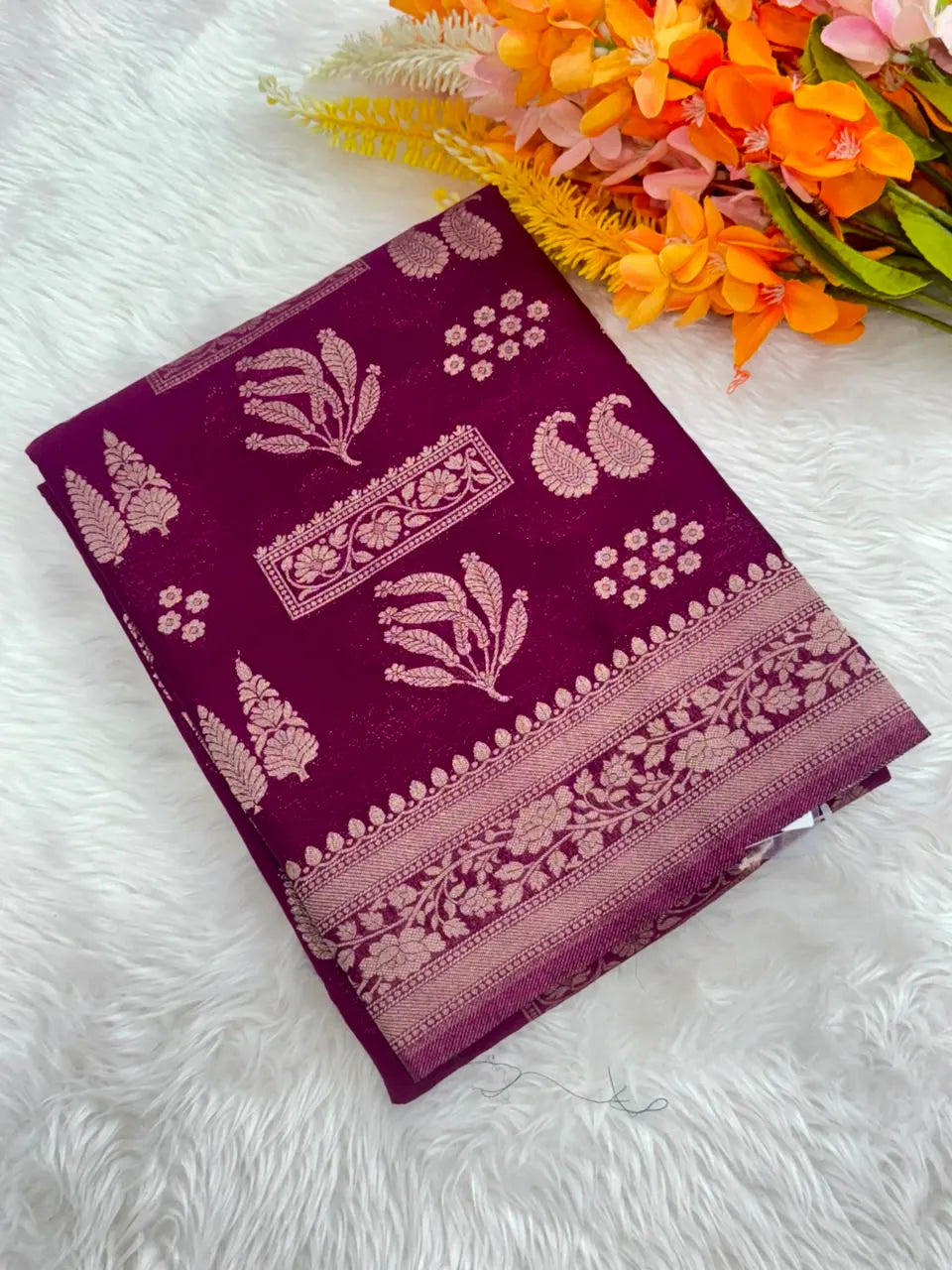 Elegant Semi Georgette Silk Saree with Rich Woven Border