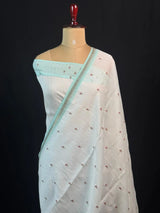 Classic Tussar Silk Saree – Elegant Indian Attire (Snow Net)