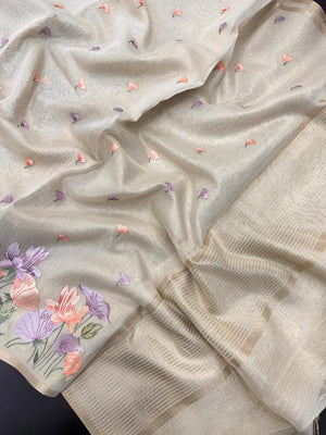 Graceful Semi Tissue Organza Saree for Party & Occasion Wear