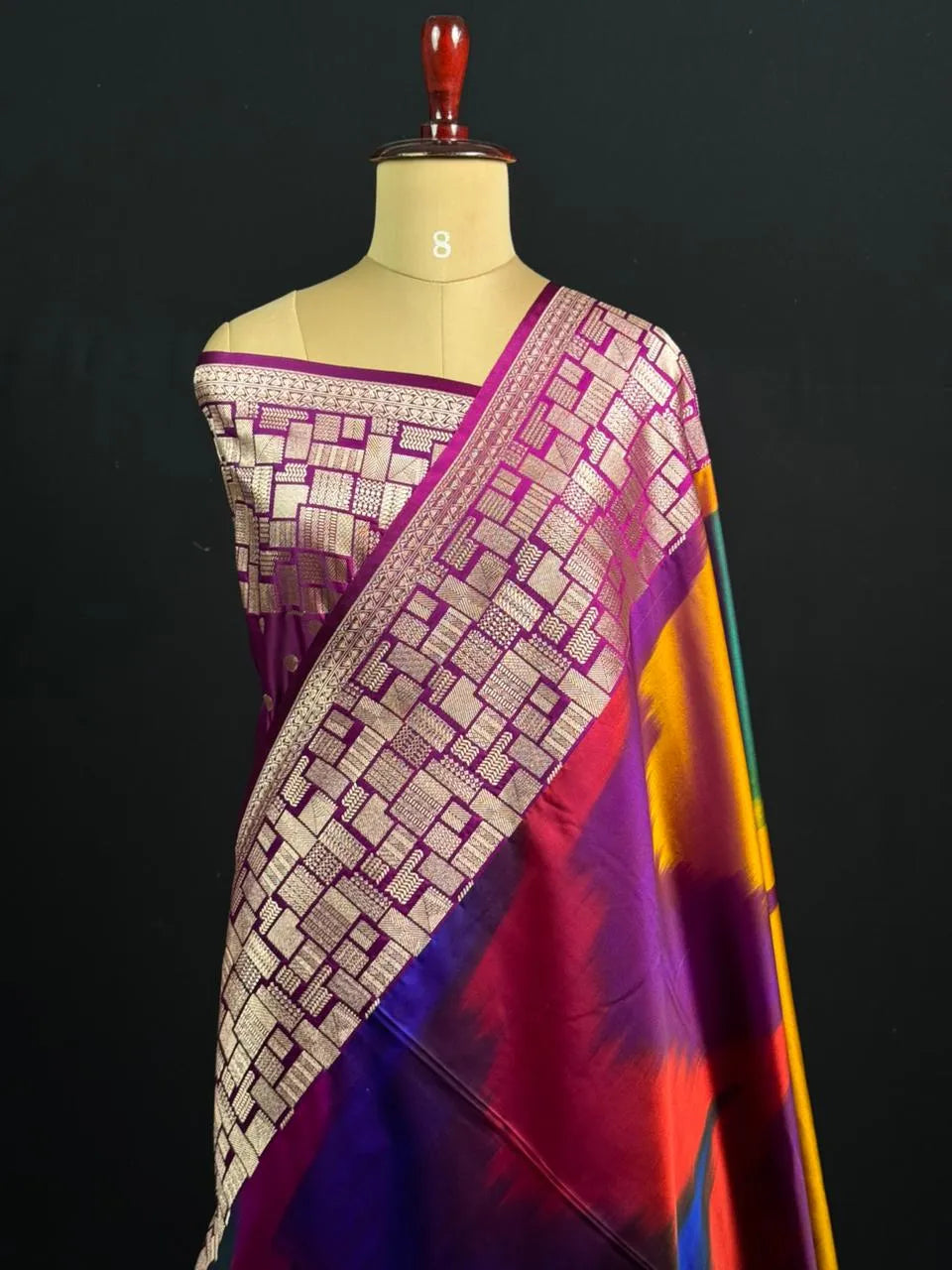 Traditional Semi Katan Silk Ikkat Drapes