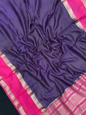 Classic Musk Chex Soft Silk Saree