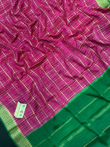 Authentic Pure Mysore Silk Chex Saree for Festive Elegance-(Sangeetha Chex CNT)
