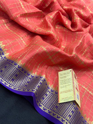 Authentic Pure Mysore Silk Chex Saree for Festive Elegance-(Sangeetha Chex CNT)