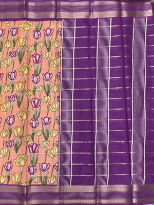 Scarlet Charm – Semi Mysore Crepe Saree with Stylish Printed Design (Scarlet Print)