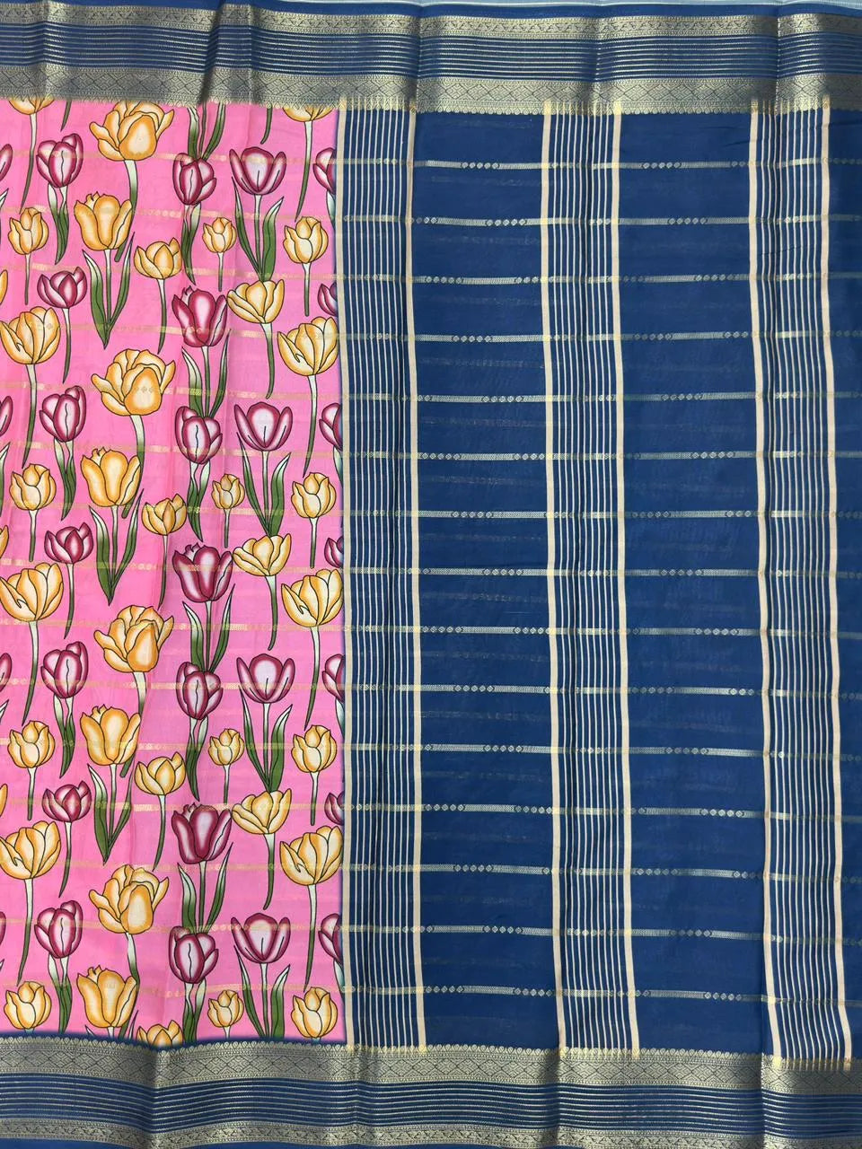 Scarlet Charm – Semi Mysore Crepe Saree with Stylish Printed Design (Scarlet Print)