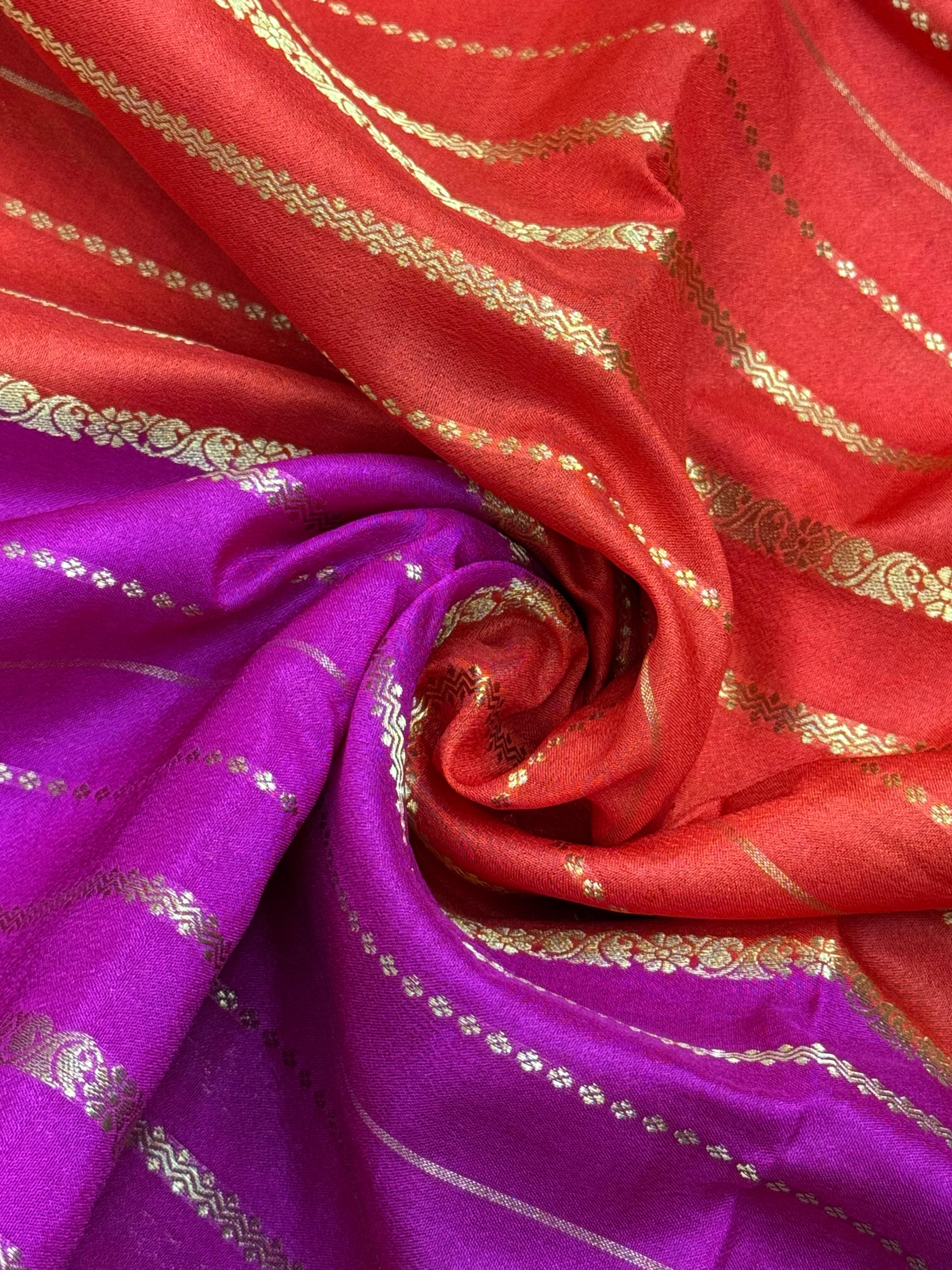 A beautifully draped Semi Banarasi Georgette Saree featuring delicate patterns and a lightweight, breathable fabric, perfect for daily wear. Timeless style and comfort combined.