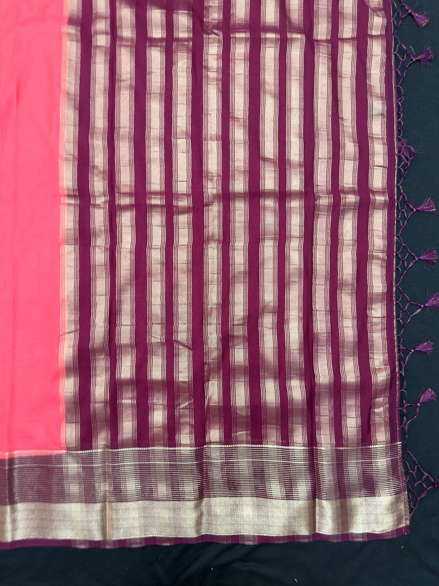 "Elegant semi crepe silk saree with a smooth, lustrous drape, perfect for daily wear and casual or professional settings."