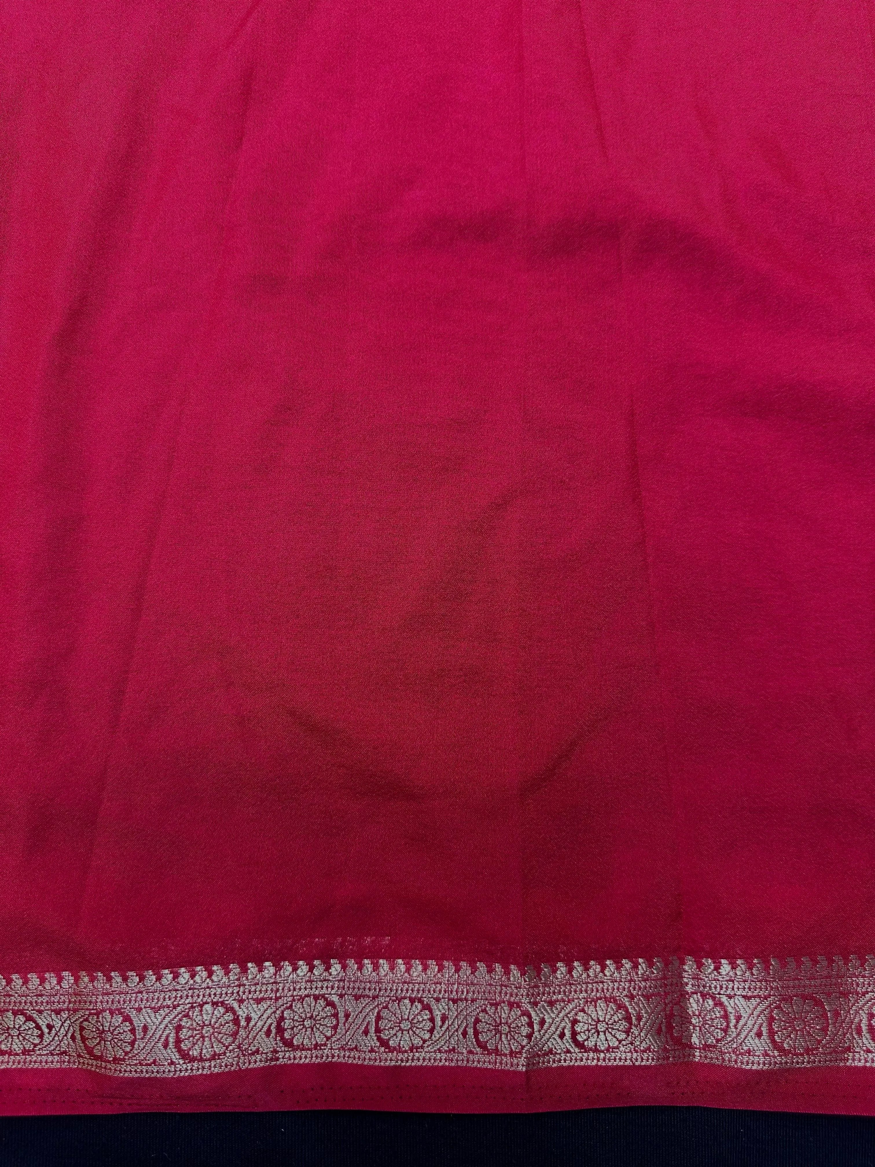 Woman draped in a Semi Crepe Silk Saree with soft texture and subtle shine, perfect for elegant office wear and festive occasions.