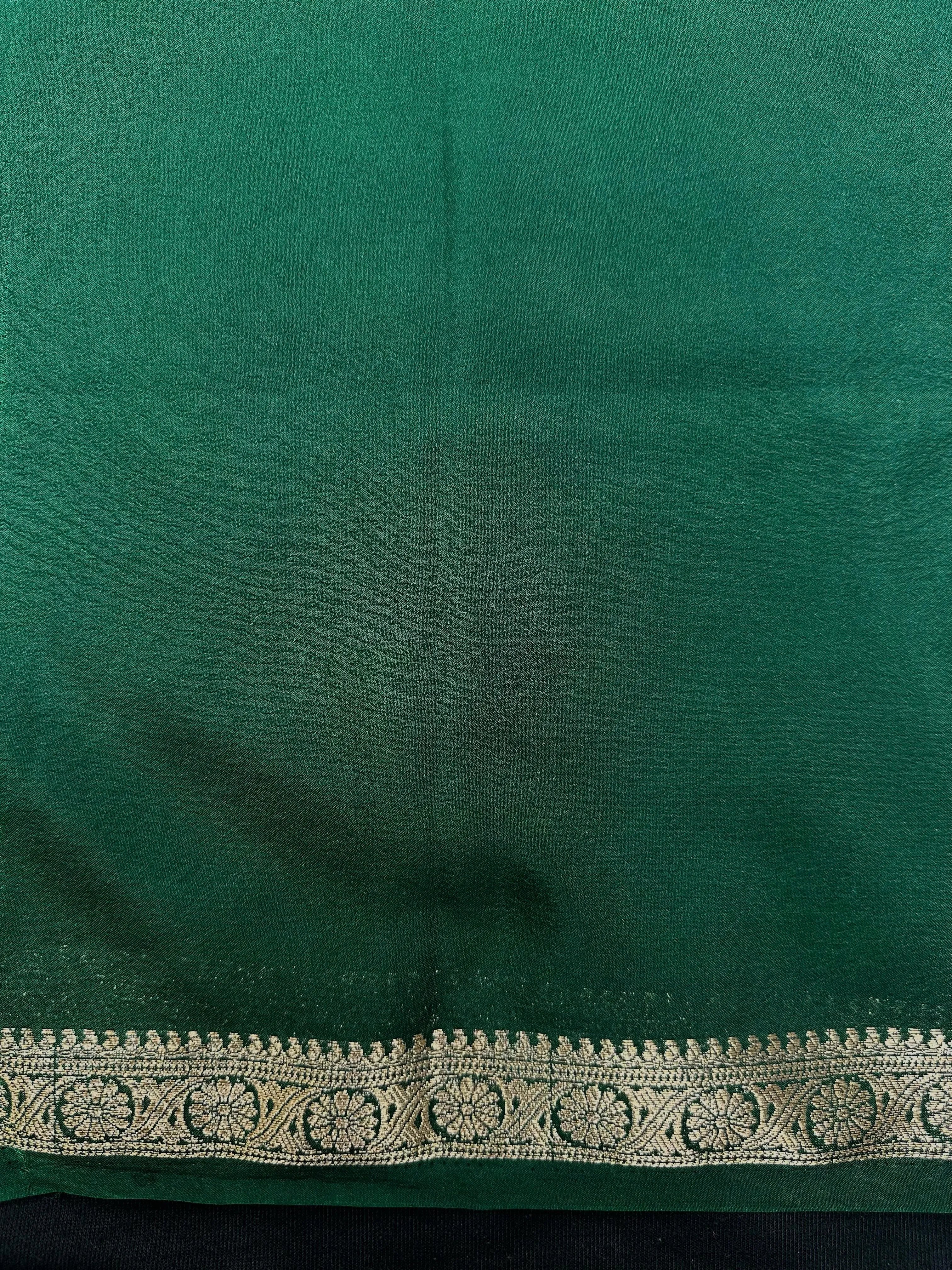 Woman draped in a Semi Crepe Silk Saree with soft texture and subtle shine, perfect for elegant office wear and festive occasions.
