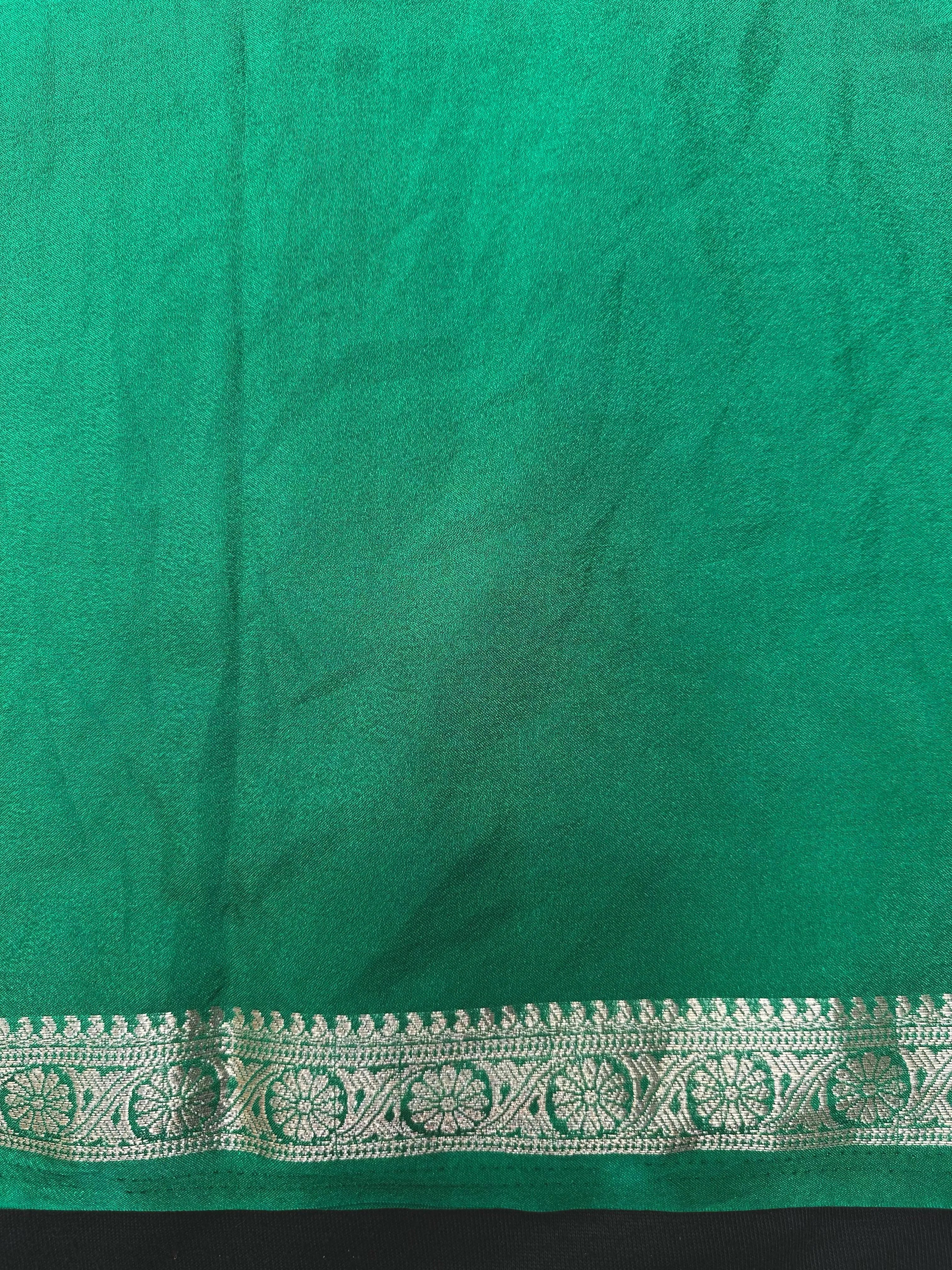Woman draped in a Semi Crepe Silk Saree with soft texture and subtle shine, perfect for elegant office wear and festive occasions.