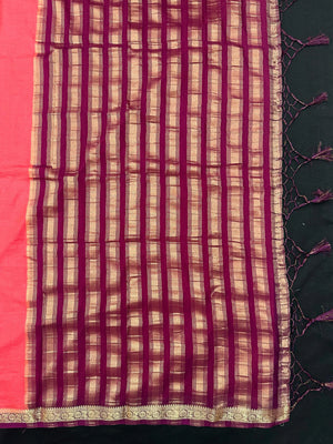 Woman draped in a Semi Crepe Silk Saree with soft texture and subtle shine, perfect for elegant office wear and festive occasions.