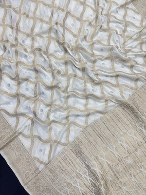 Semi Khaddi georgette saree with soft texture and light zari weaving – perfect for festive and ethnic occasions