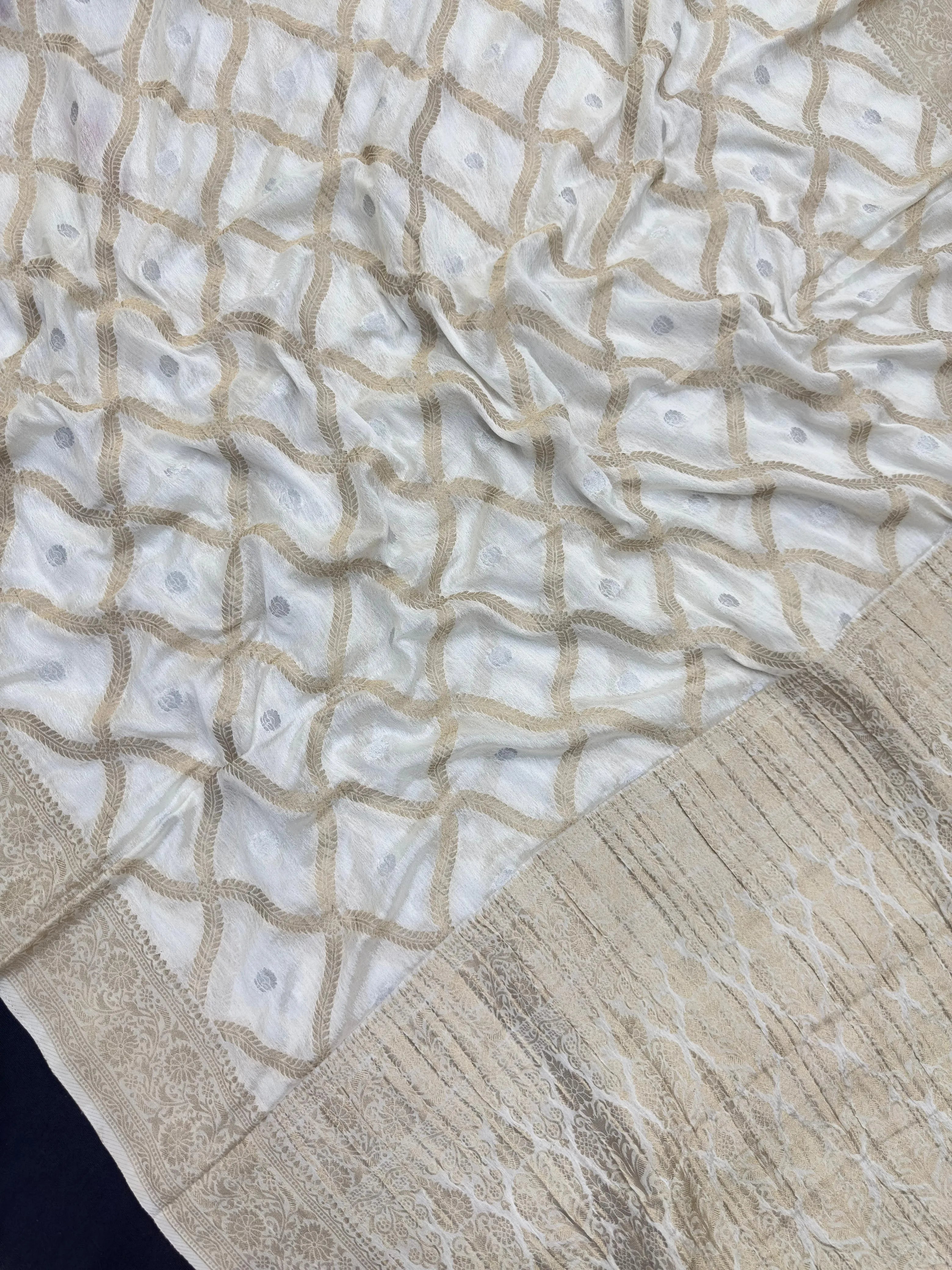 Semi Khaddi georgette saree with soft texture and light zari weaving – perfect for festive and ethnic occasions