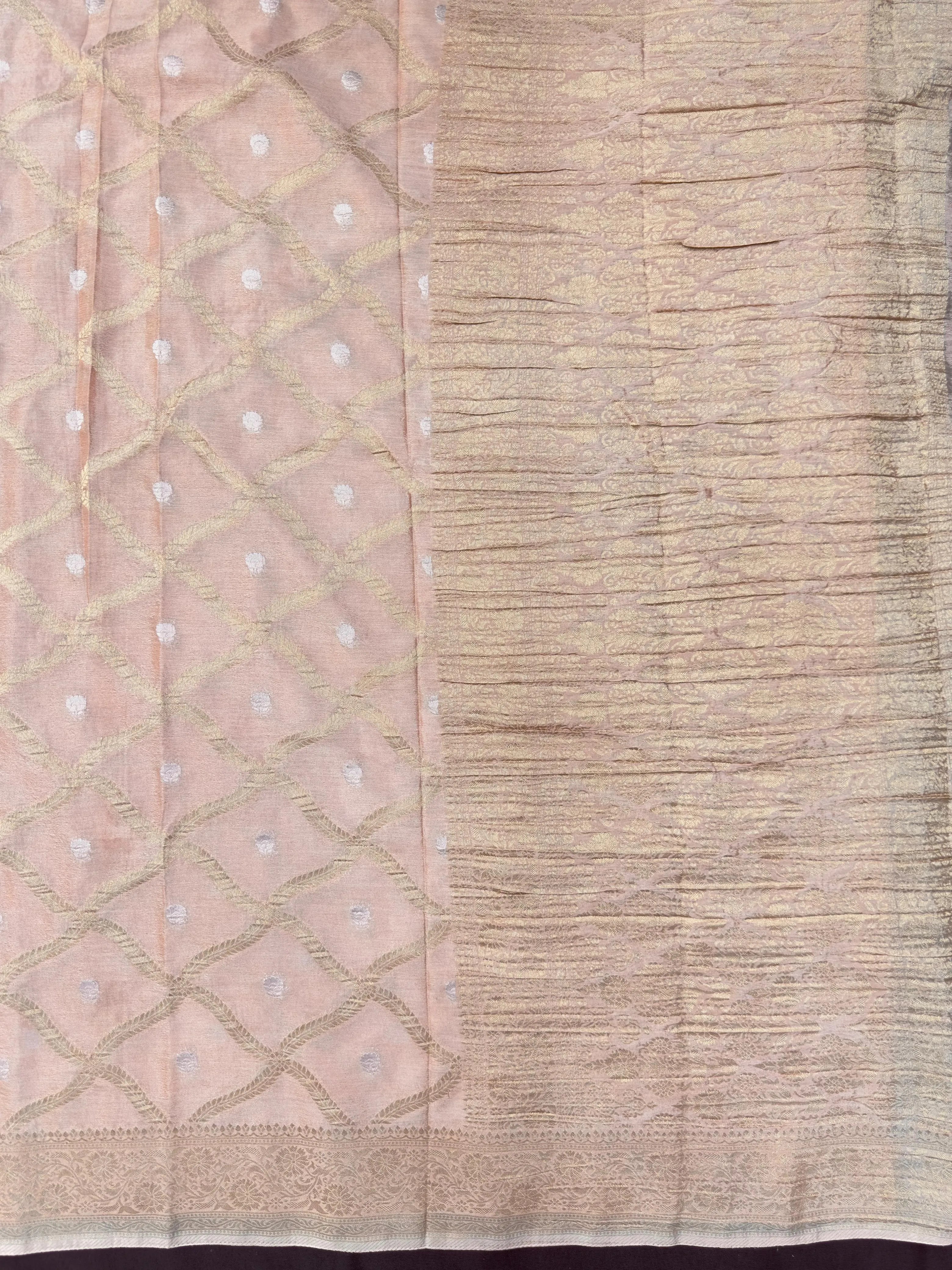 Semi Khaddi georgette saree with soft texture and light zari weaving – perfect for festive and ethnic occasions