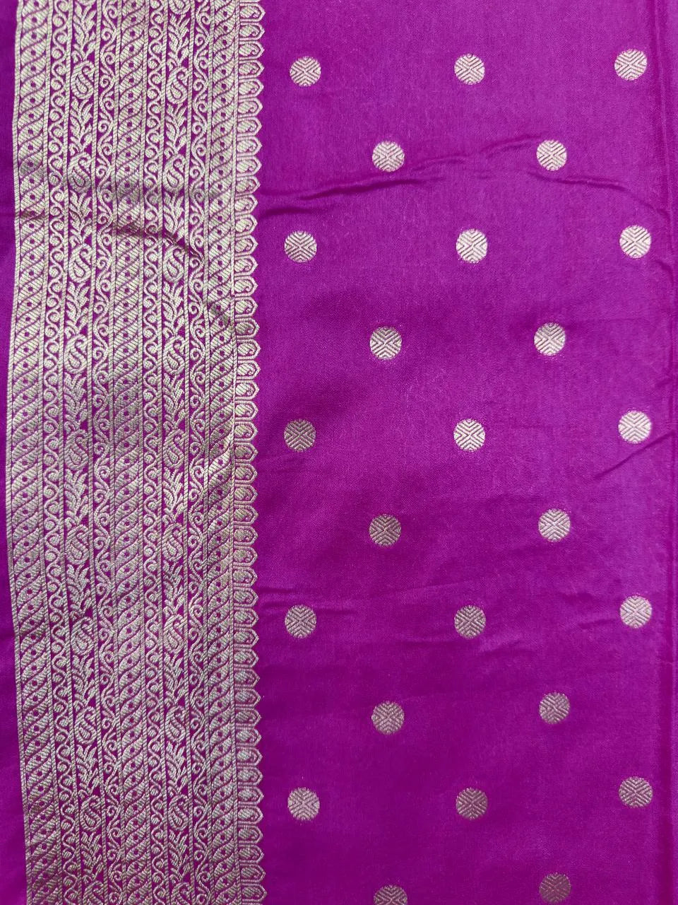 A beautifully draped Semi Banarasi Georgette Saree featuring intricate patterns and delicate weaving. The saree’s lightweight and breathable fabric ensures comfort, making it an ideal choice for daily wear. Perfectly blending traditional design with modern elegance, this saree is suitable for casual and formal occasions.