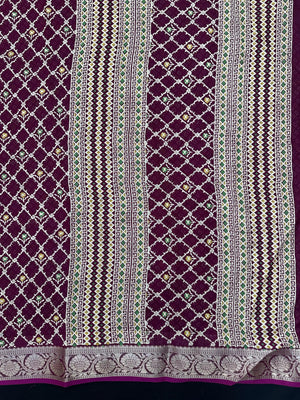 Woman wearing a Semi Georgette Silk Saree with a soft flowing drape and subtle silk shine, perfect for festive and formal occasions.