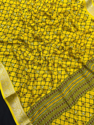 Woman wearing a Semi Georgette Silk Saree with a soft flowing drape and subtle silk shine, perfect for festive and formal occasions.