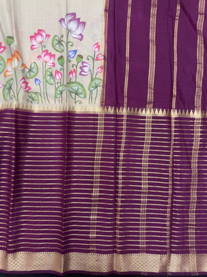 "Elegant Semi Mysore Crepe Silk Saree with Smooth Drape, Perfect for Daily Wear, Featuring a Lightweight and Comfortable Design for Work and Casual Occasions."