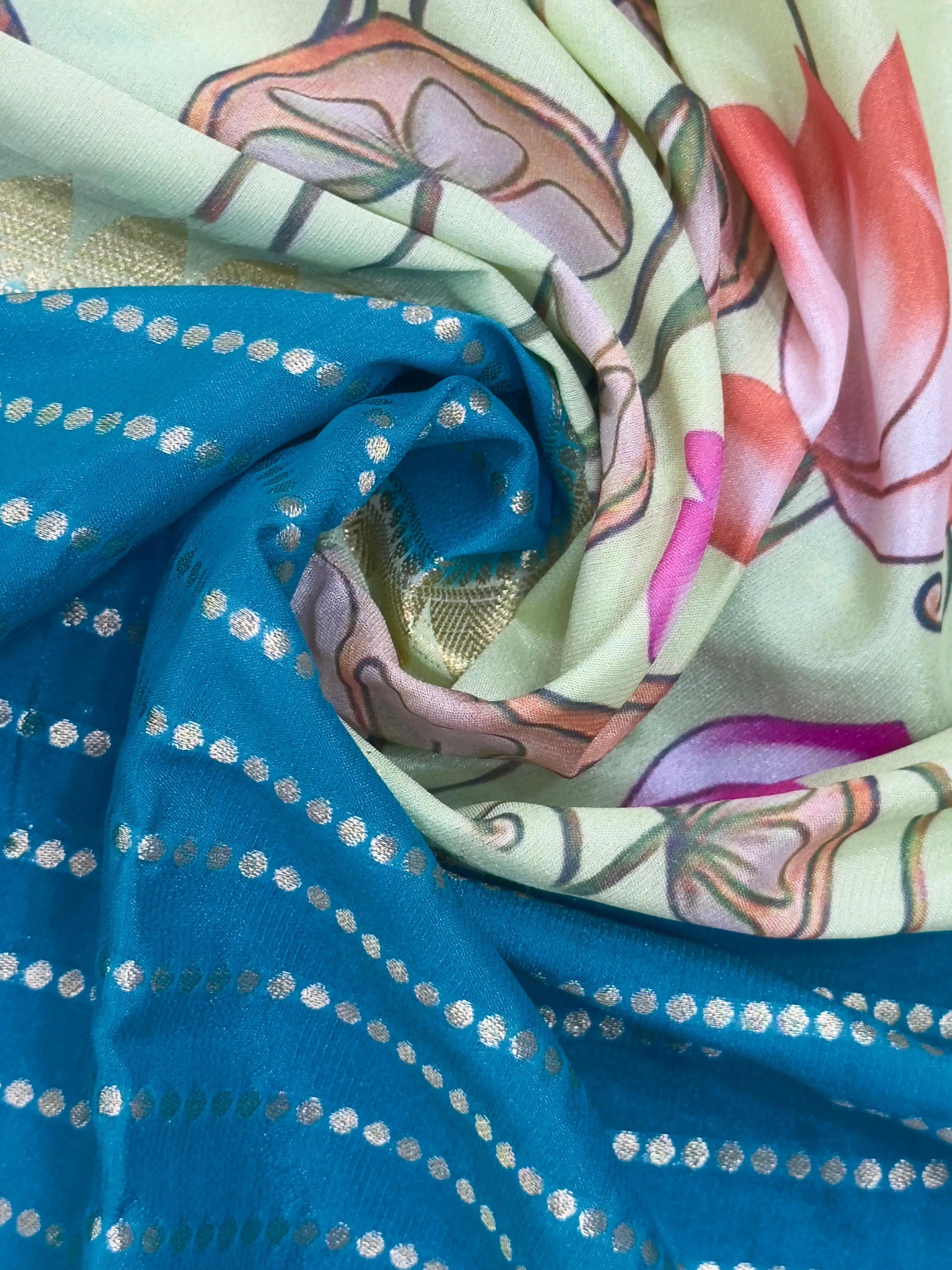 "Elegant Semi Mysore Crepe Silk Saree with Smooth Drape, Perfect for Daily Wear, Featuring a Lightweight and Comfortable Design for Work and Casual Occasions."