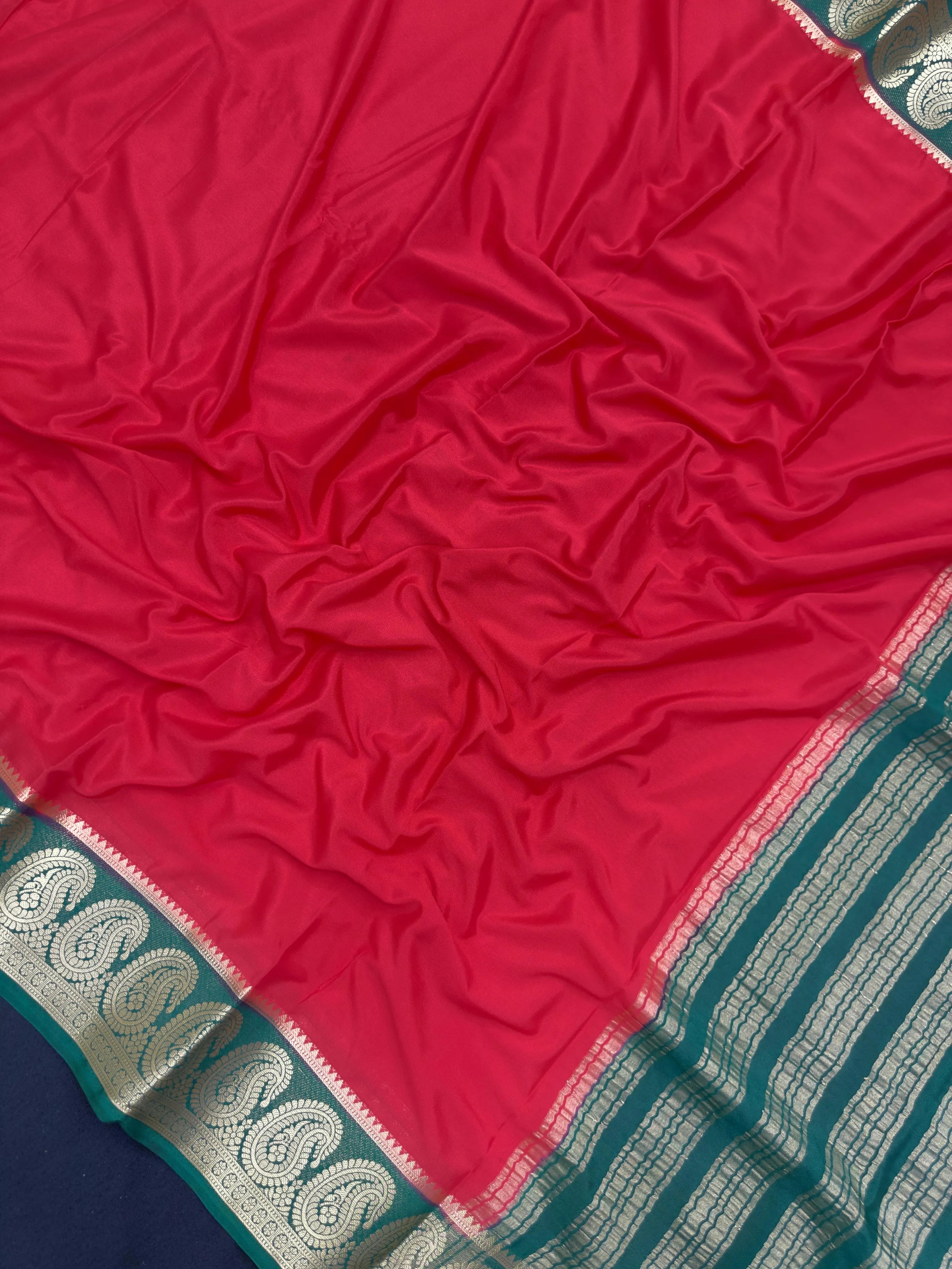 Semi Mysore silk saree with glossy finish and soft drape – ideal for festive and traditional occasions