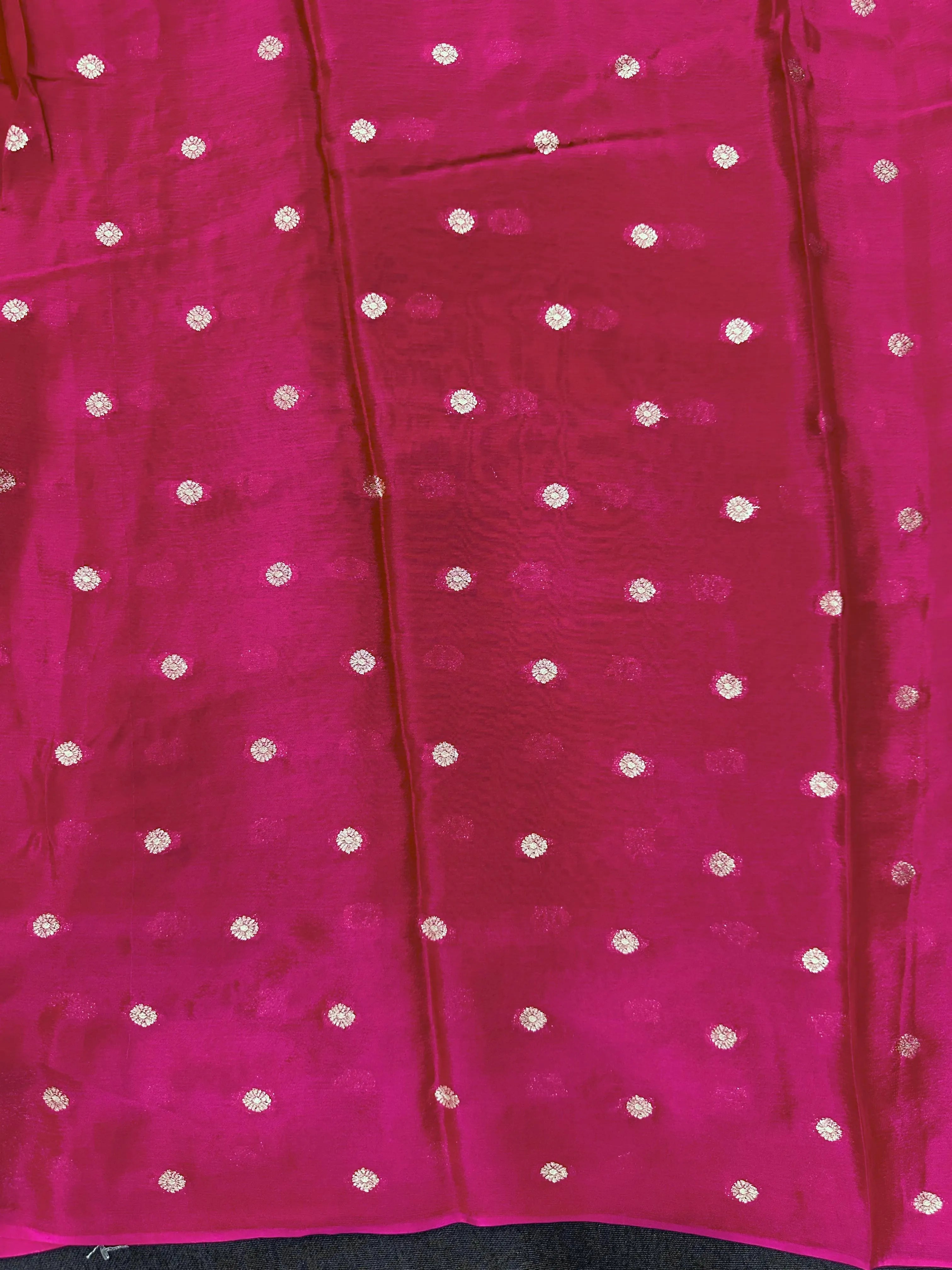 Semi Mysore silk saree with glossy texture and zari border – ideal for traditional and festive wear