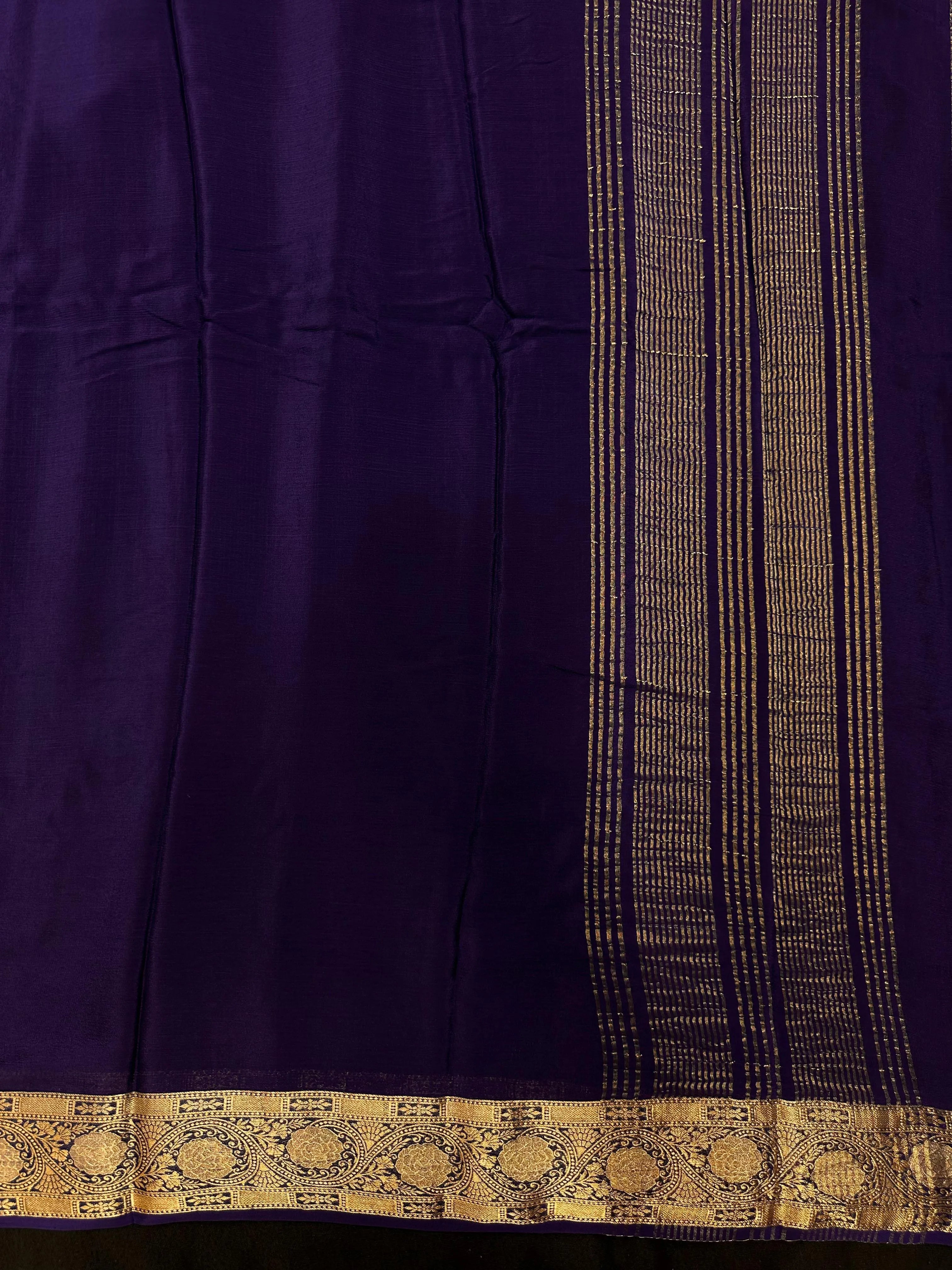 Semi Mysore silk saree with glossy texture and zari border – ideal for traditional and festive wear
