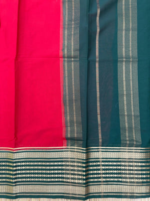 "Semi Mysore Silk Saree in a soft, breathable fabric with a smooth drape, perfect for daily wear. Subtle sheen and elegant design, ideal for both casual and formal occasions."