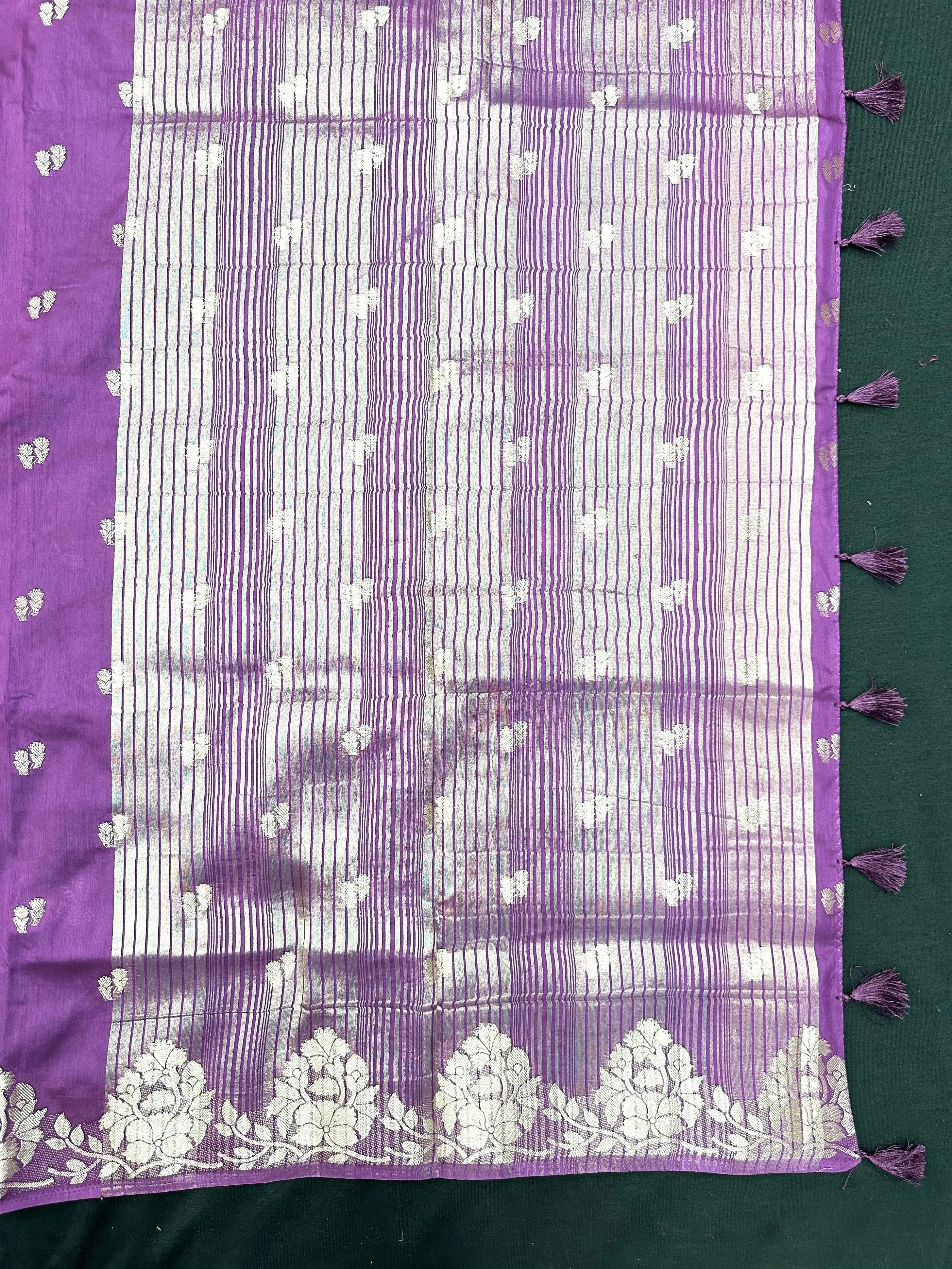 Woman wearing a Semi Silk Saree with lightweight drape and subtle shine, perfect for office, family gatherings, and festive occasions.