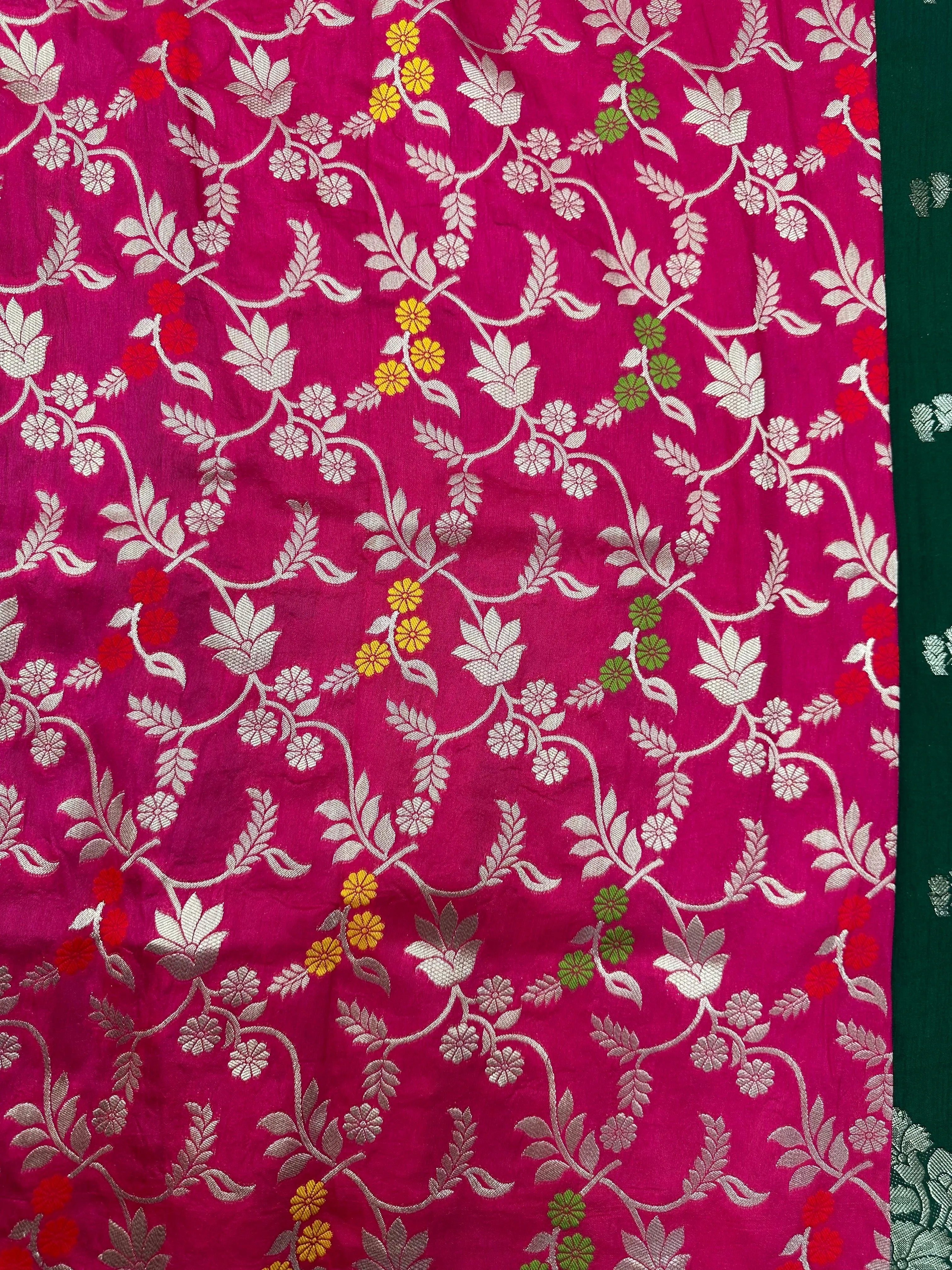 Woman wearing a Semi Silk Saree with lightweight drape and subtle shine, perfect for office, family gatherings, and festive occasions.