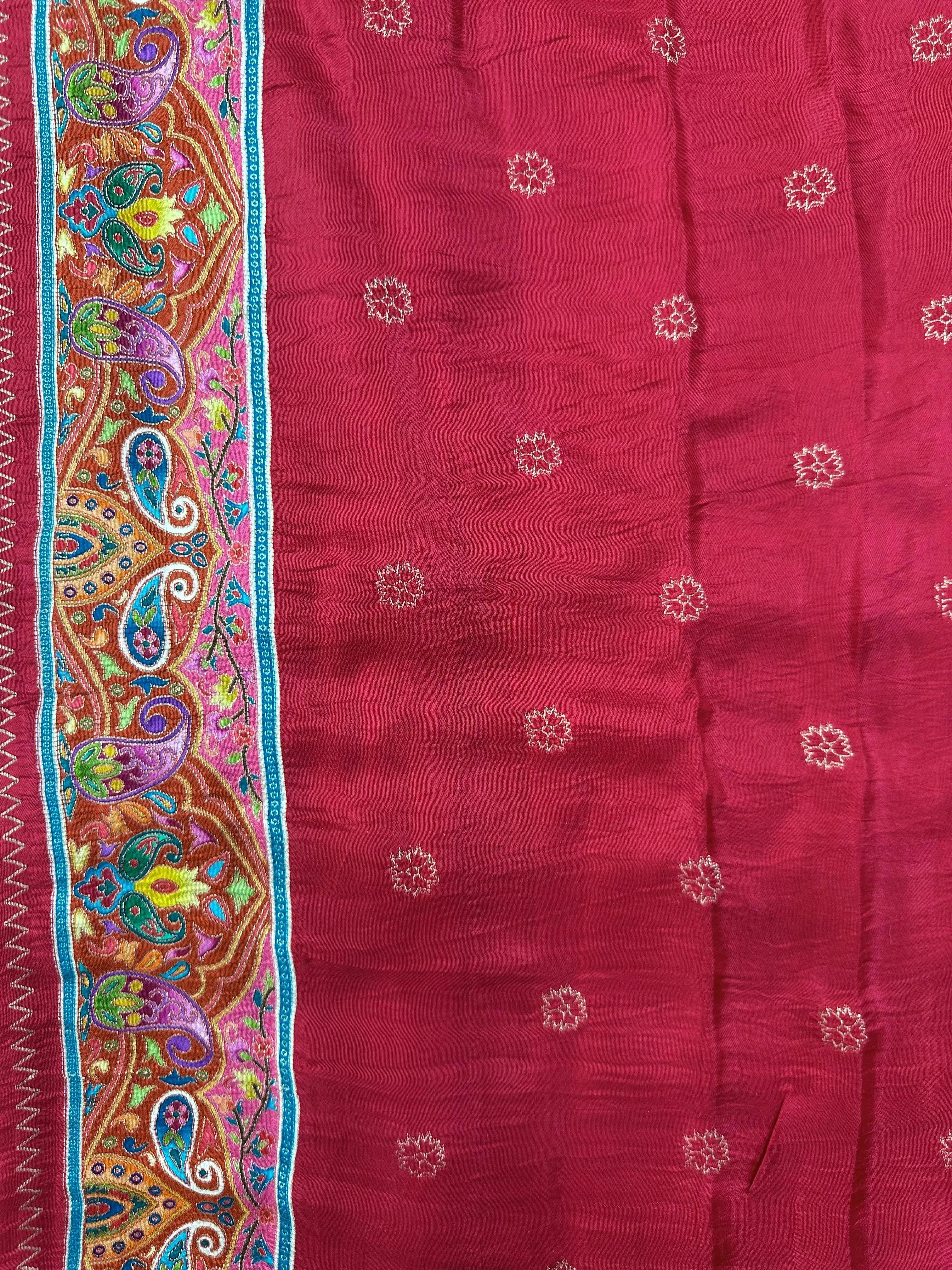 Woman wearing a Semi Silk Saree with lightweight fabric and classic appeal, ideal for weddings, festive occasions, and office wear.