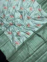 Woman wearing a Semi Silk Saree with a soft shine and lightweight drape, ideal for everyday elegance and traditional style.