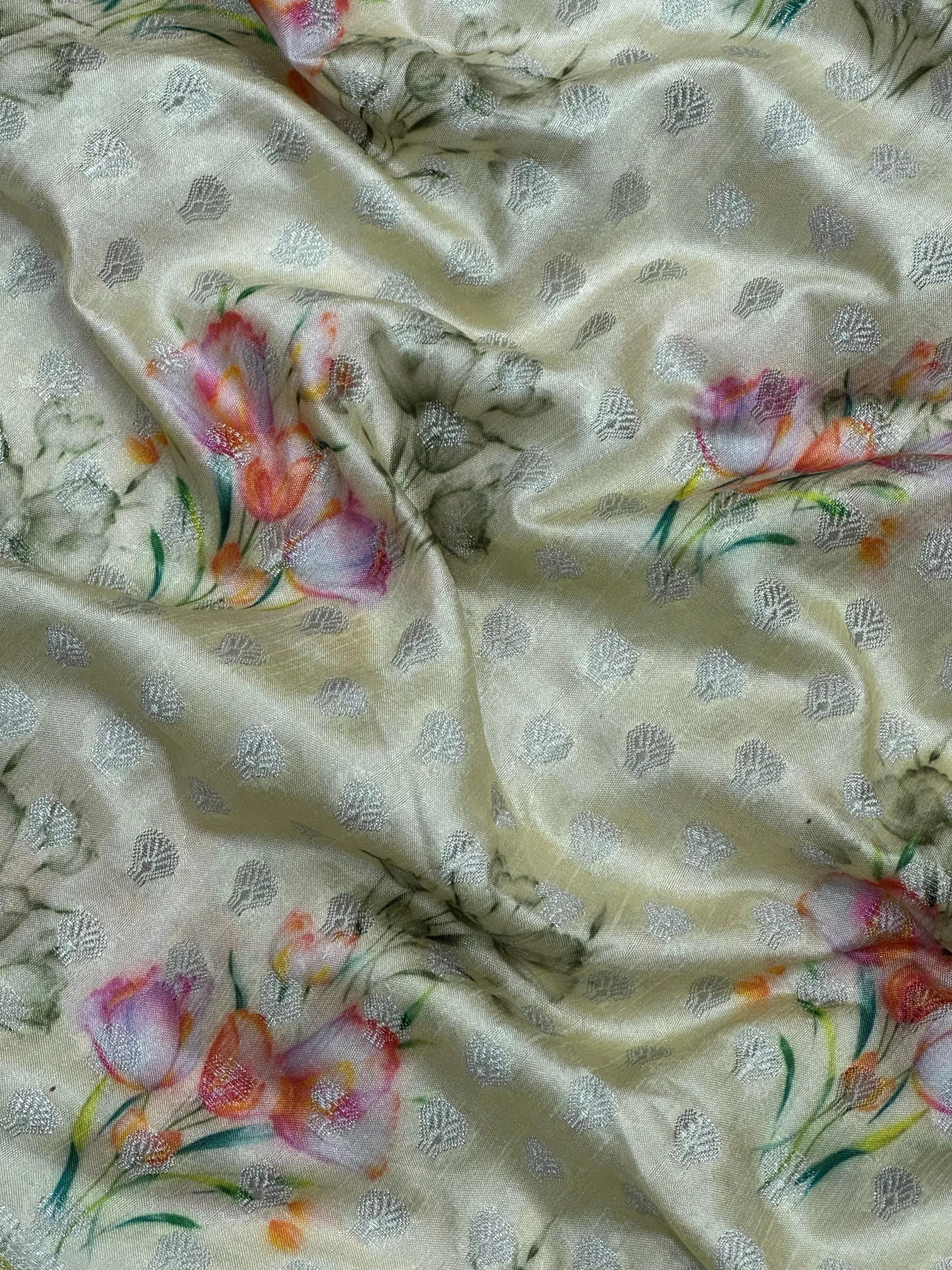 Woman wearing a Semi Silk Saree with a soft shine and lightweight drape, ideal for everyday elegance and traditional style.