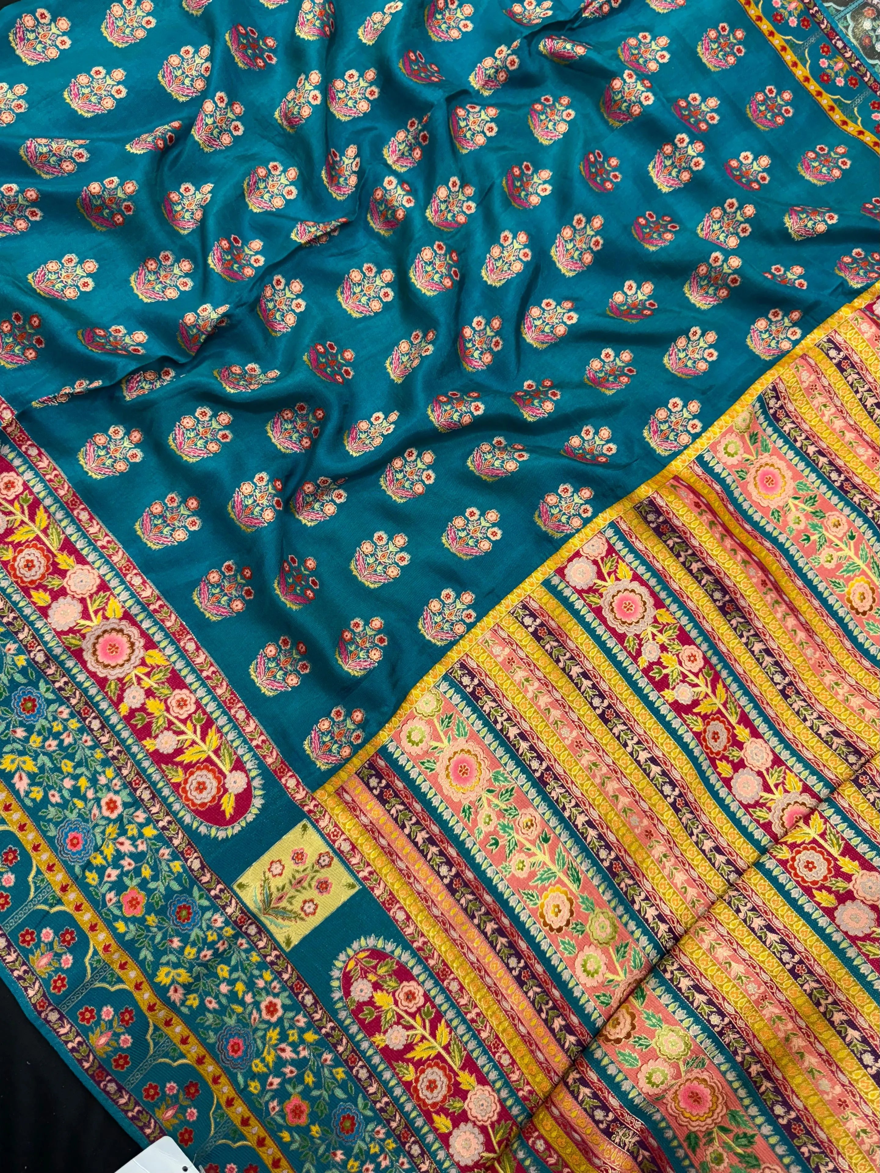 Woman draped in a Semi Silk Saree with soft, lightweight fabric and subtle sheen, ideal for weddings, festivals, and office wear.