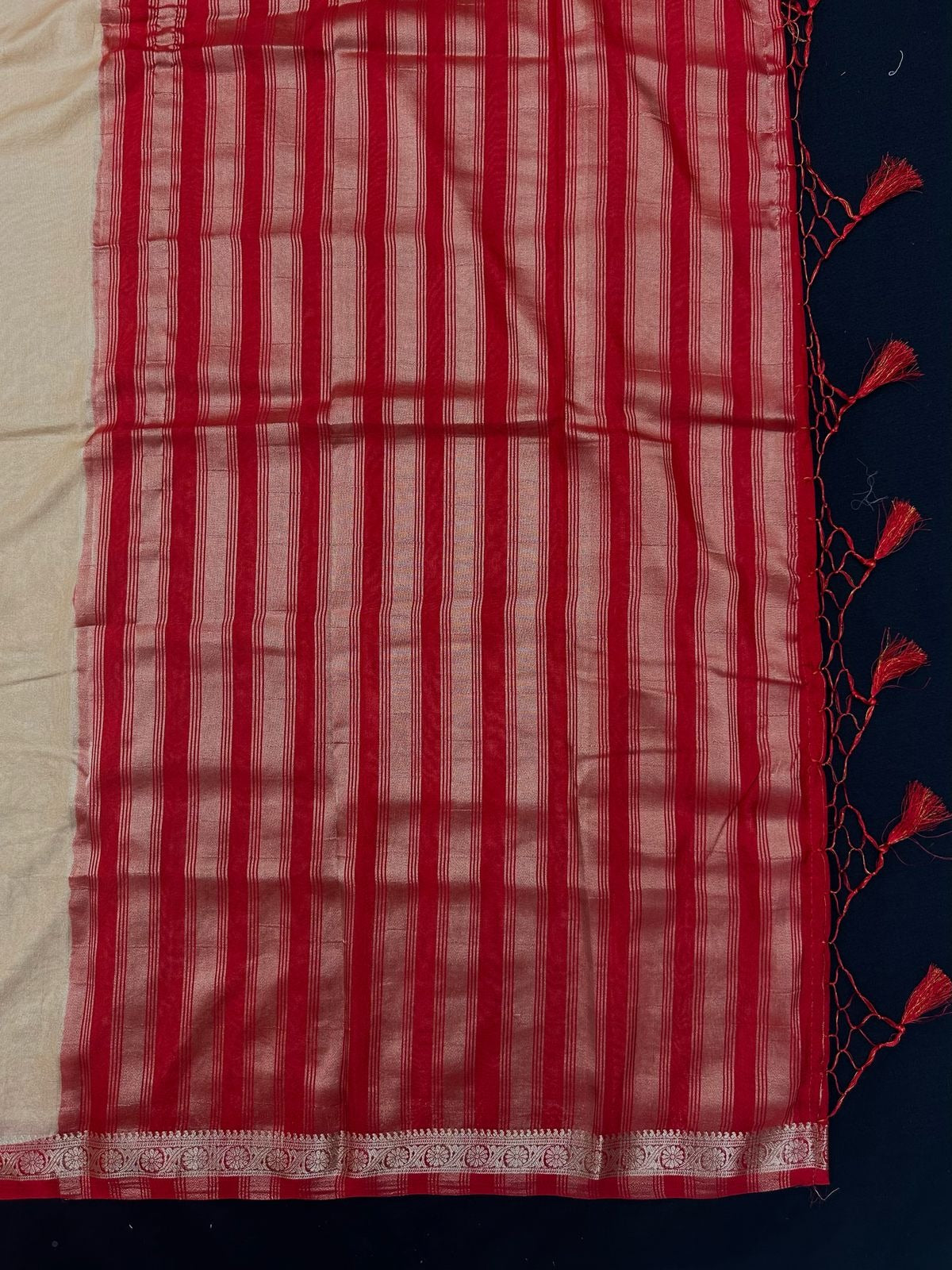 Woman draped in a Semi Crepe Silk Saree with soft texture and subtle shine, perfect for elegant office wear and festive occasions.