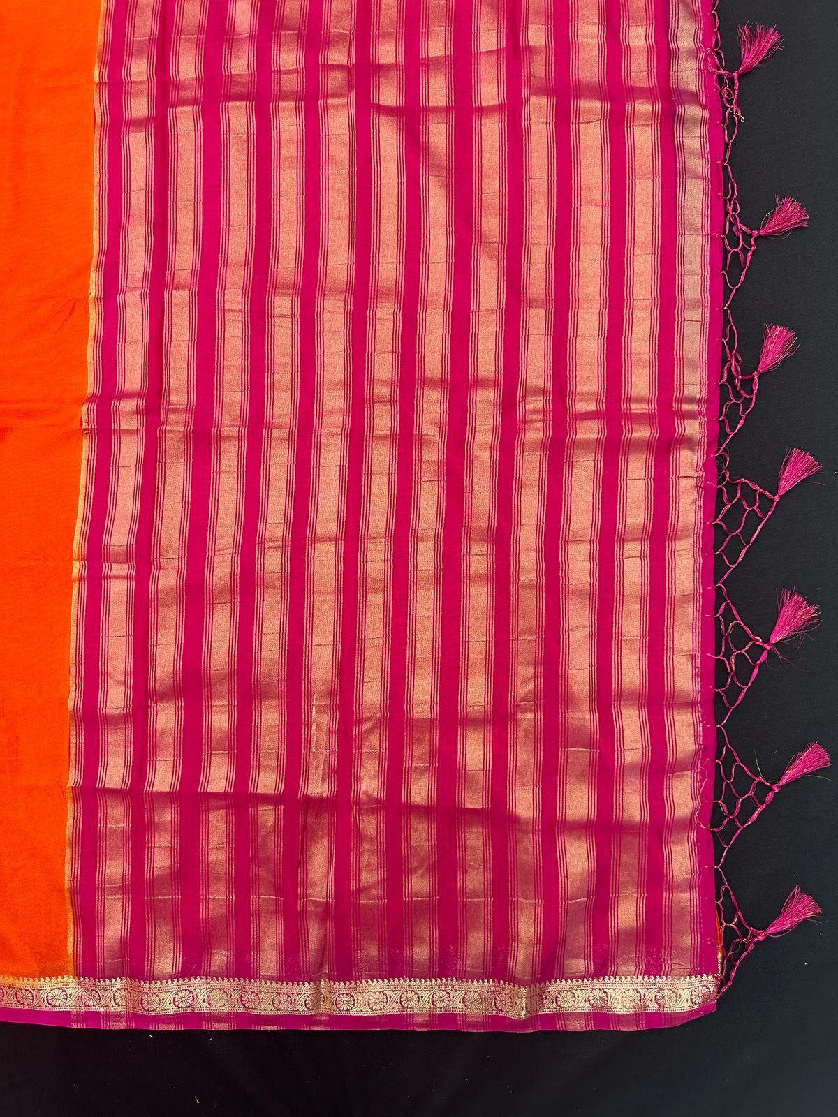 Woman draped in a Semi Crepe Silk Saree with soft texture and subtle shine, perfect for elegant office wear and festive occasions.