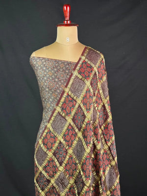 Designer Ajrak Saree – Ethnic & Festive Wear (Queen of Cairo) 