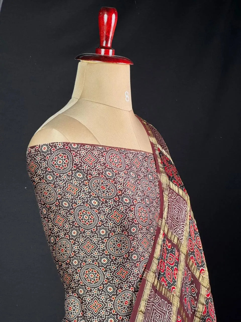 Designer Ajrak Saree – Ethnic & Festive Wear (Queen of Cairo) 