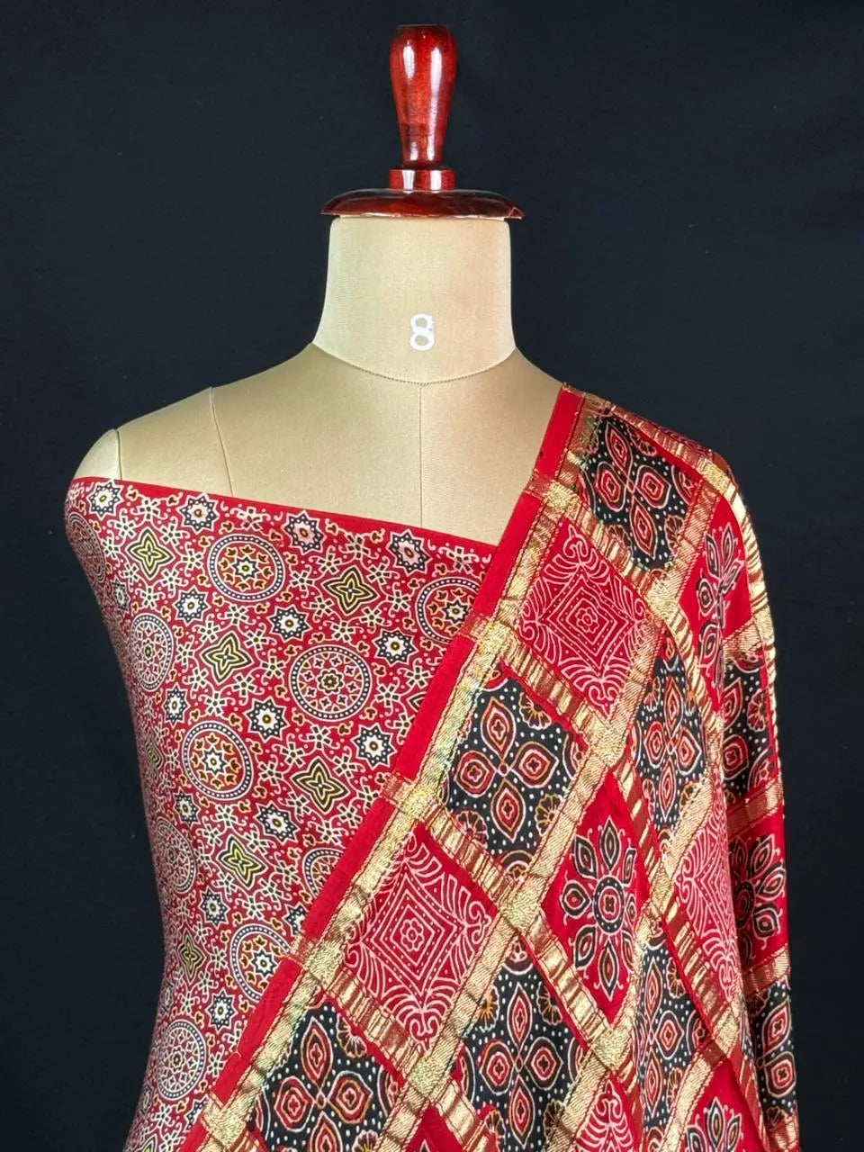 Designer Ajrak Saree – Ethnic & Festive Wear (Queen of Cairo) 